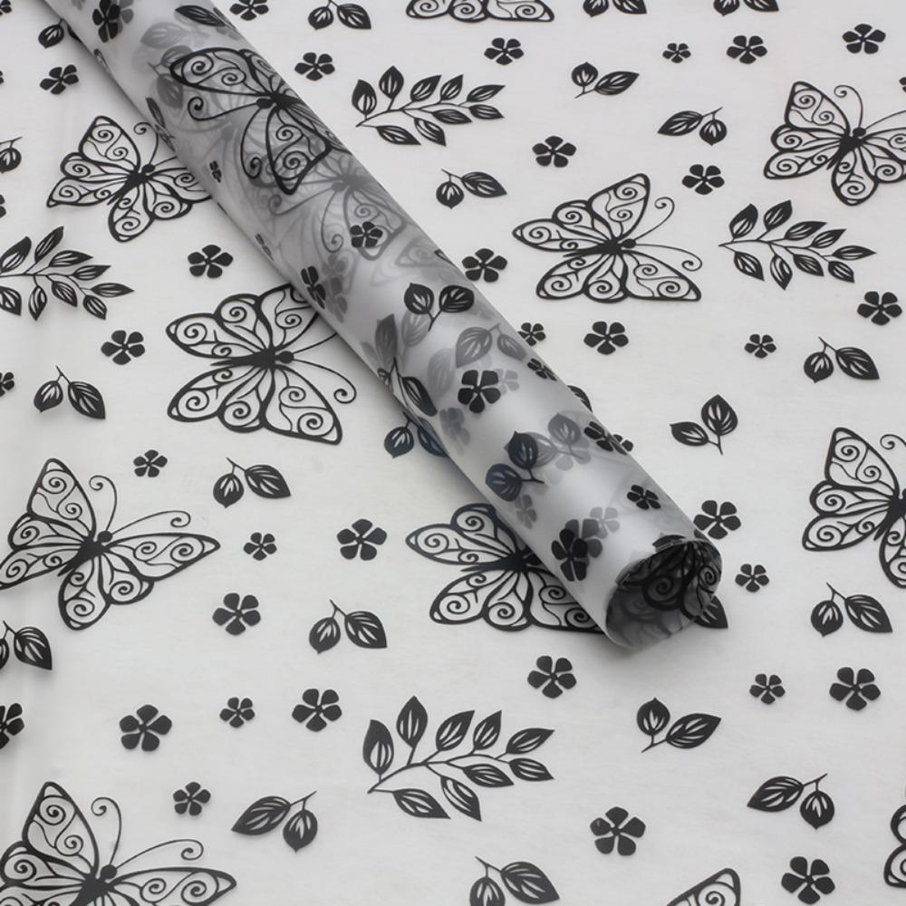20Pcs Translucent Butterfly Floral Wrapping Paper Butterfly Patterned Gift Packaging Paper Flower