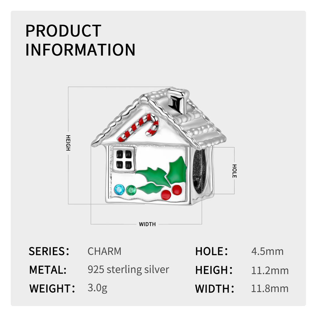 Świąteczny niedźwiedź Candy House Bell 925 srebrna bransoletka Charm dla kobiet tworzenia biżuterii wisiorek CZ dynia samochód łańcuch bezpieczeństwa koraliki