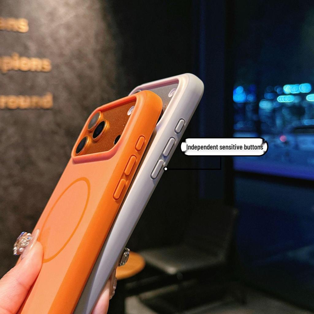 Magnetic Thin Ring iPhone 16/17ProMax Two-Color Skin-Feel Drop-Proof Frosted Case