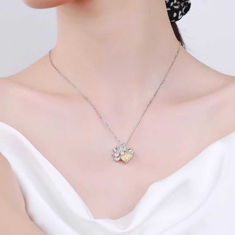 Sterling Silver Camellia Crystal Necklace: Versatile, High-End Clavicle Chain for Women, 2021 Style.