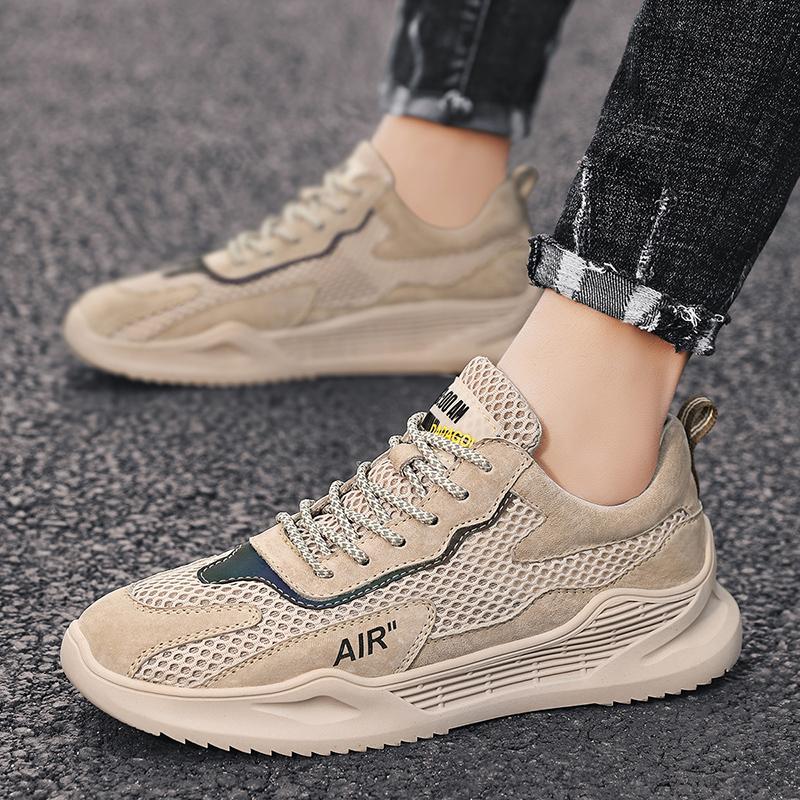 Mens Shoes 2025 New Summer Breathable Mesh Sports Leisure Anti Slip Lightweight Soft Soled Trendy Top Layer Outdoor Running Shoe