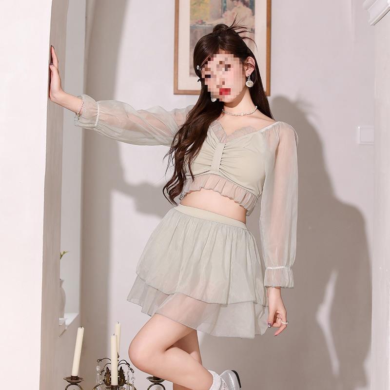 2024 Women's Long Sleeve Split Swimsuit: Advanced Fresh Style Two-Piece Summer Set
