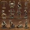 Vintage Brass 12 Constellation Figurines Handcrafted Durable Ornament for Desk Shelf Bedroom Decor Unique Birthday Gift