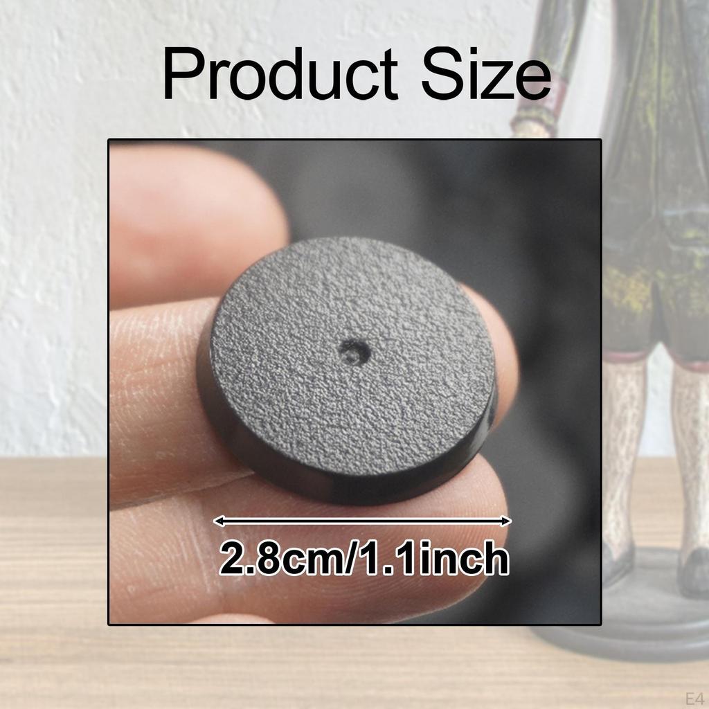Gaming Miniatures Bases Figure Display Stands 28mm Figurines Dolls Tabletop Black Round