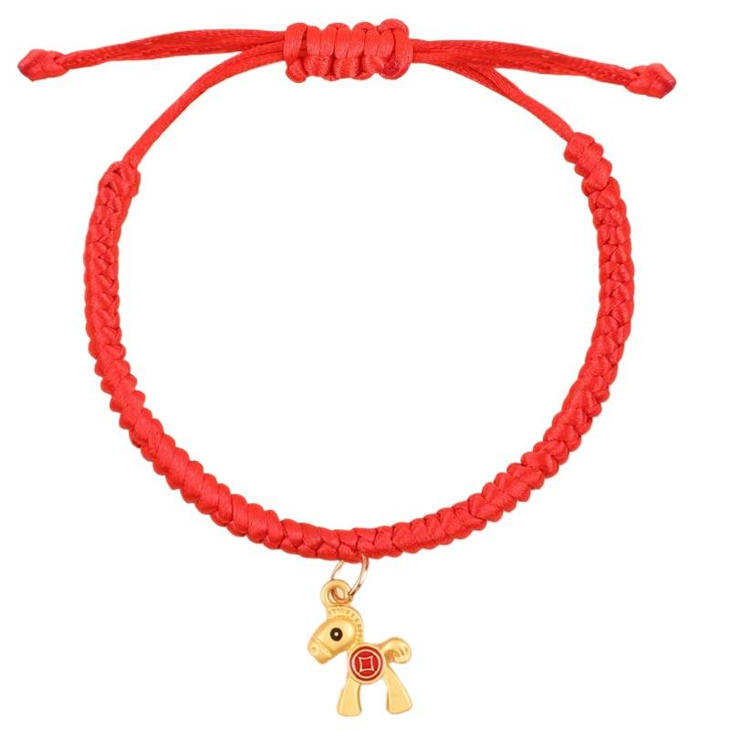 

Chinese New Year of The Horse 2026 Red String Bracelets Zodiac Horse Charm Braid Rope Bracelets Good Luck Bracelet for Women Men