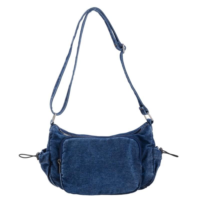 Stylish Korean Minimalist Denim Shoulder Bag For Kids In Blue Black And Dark Blue Colors