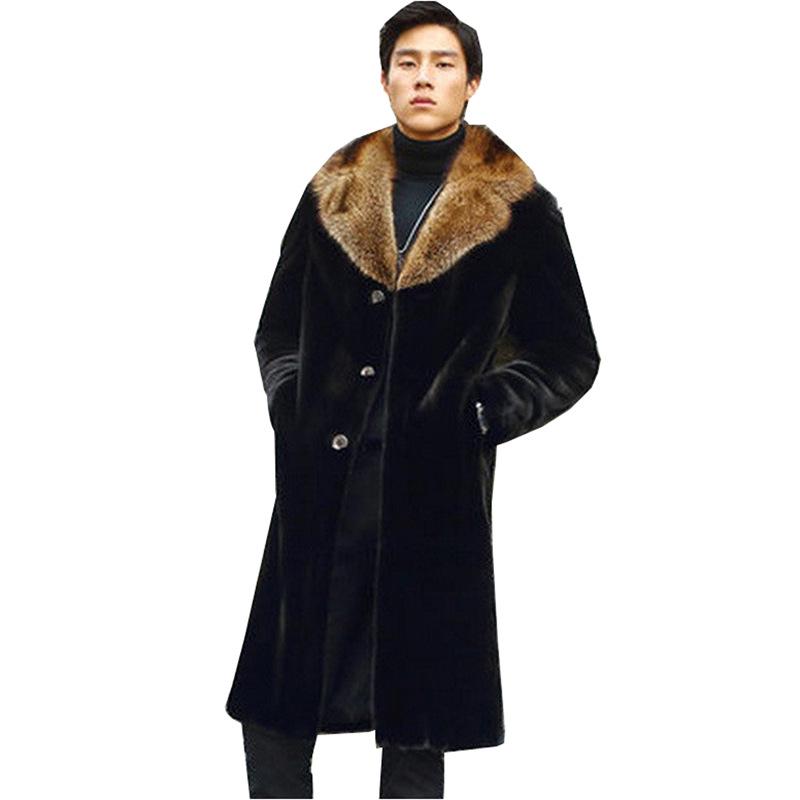 Autumn and winter new men's fur jacket imitation mink hair whole mink coat European and American fattened and enlarged trench coat to keep warm