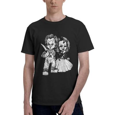 UNTeewan Herren Rundhals Kurzarm Braut von Chucky Softstyle Baumwolle T-Shirt Unterhemden Oberteile Sommer Schwarz Sportliches T-Shirt