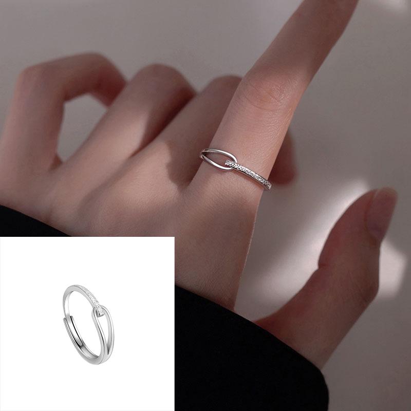 VENTFILLE 925 Sterling Silver Finger Rings New Fashion Creative Cross Hollow Chain Geometric Party Jewelry Gifts