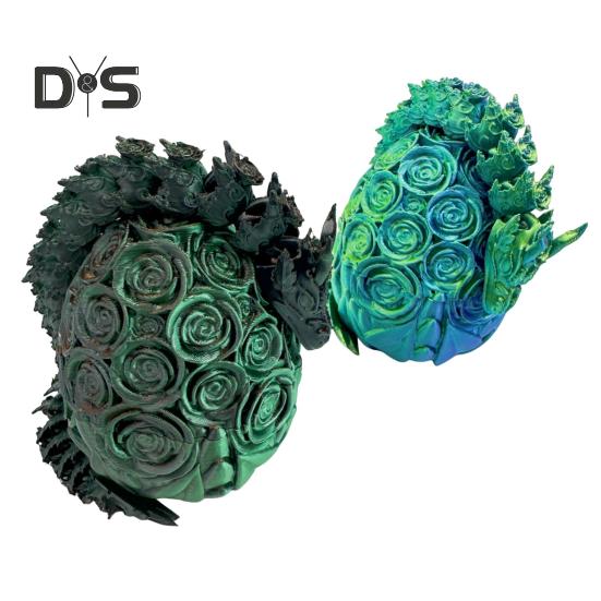 3D Printed Rose Dragon Articulated Dragon with Egg Flexible Rose Dragon with Movable Joints Desktop Stress Relief Toy for Home Office School