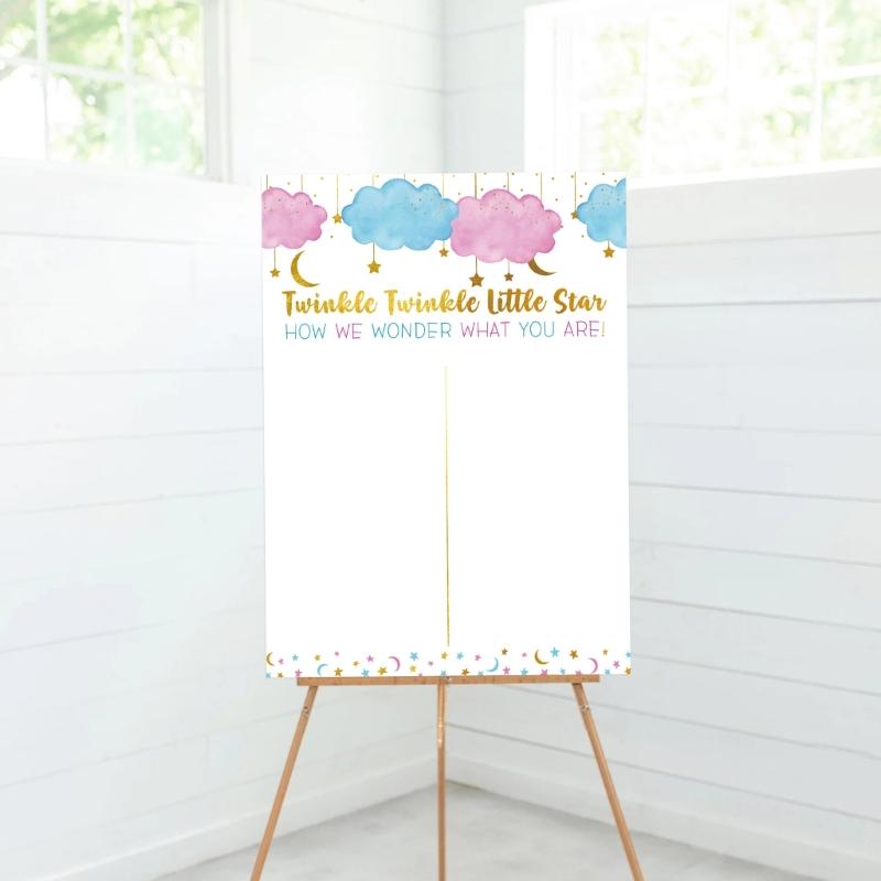 Gender Reveal Party Supplies Cloud Poster with Boy Girl Stickers for Baby Shower Gender Announcement Party Accessories