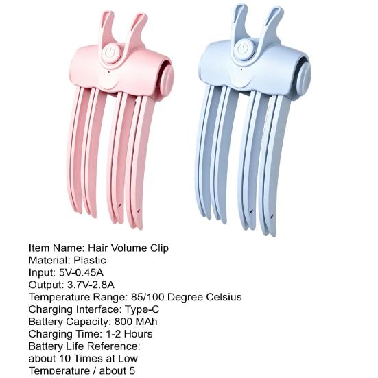 Cordless Volume Clip for Hair 2Pcs Heated Clip, Electric Root Volumizer Crimper, 3 Minute Lifting Portable Comb Flat Hair, Dual