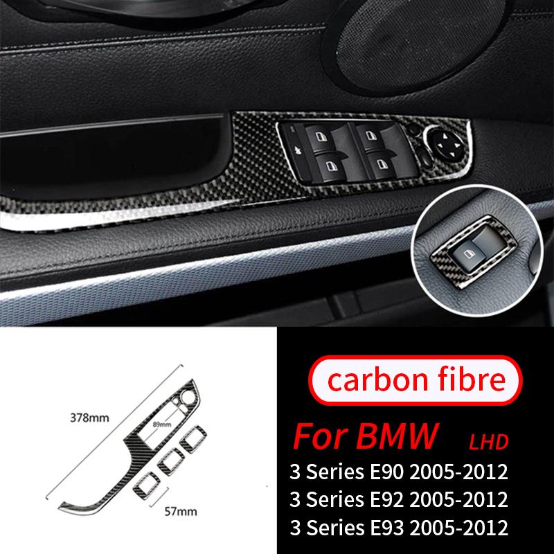 For BMW E90 E92 E93 3 Series 2005-2012 2PCS Interior Accessories Real Carbon Fiber Car Center Console CD AC Panel Cover