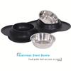 1PC Stainless Steel Bone Shaped Silicone Pet Dog Feeding Mat With Easy To Clean, Prevents Messy Food And Water Bowl