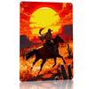 Cowboy Riding Horse in Desert Landscape Metal Poster Customized Wall Art Retro Vintage Tinplate Signs for Room Ornaments House