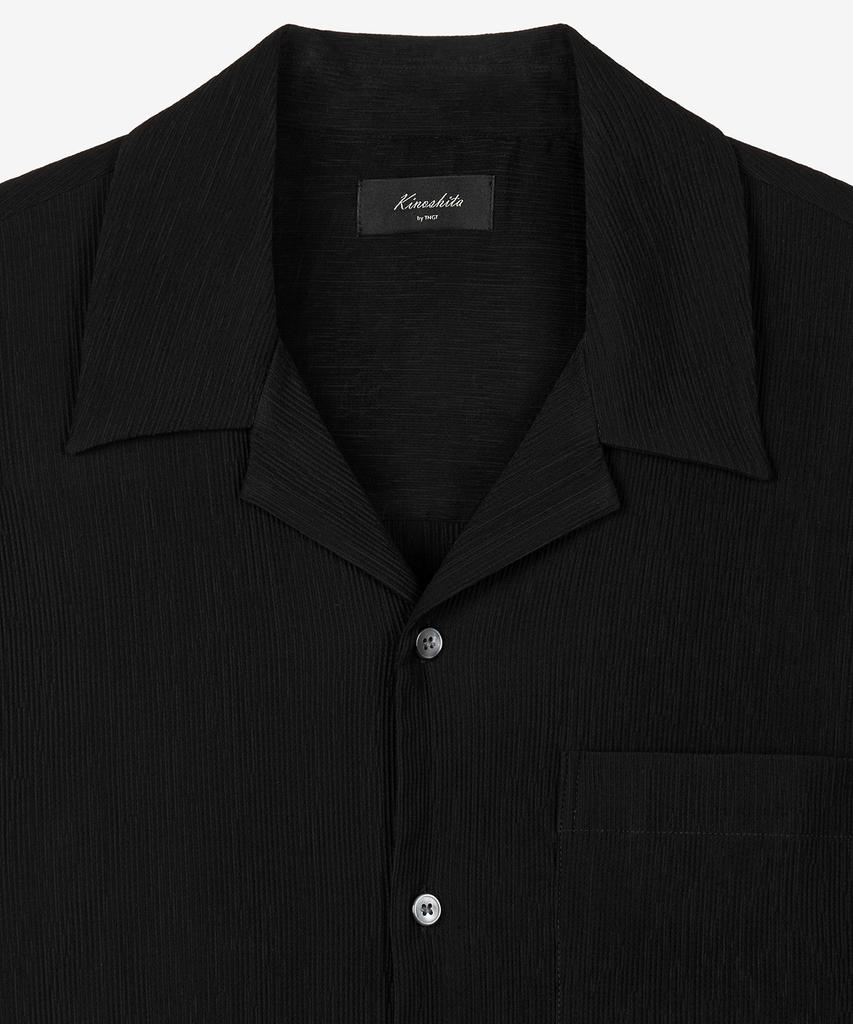 Tienjiti Kinoshita Seersucker Open Collar Shirt (Black) Tnsh6E201Bk