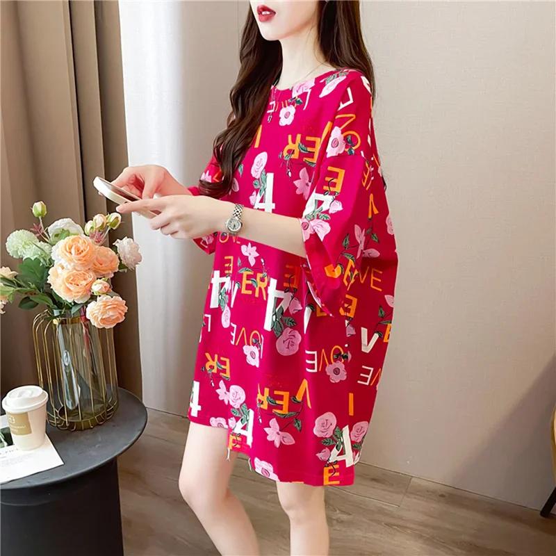 Sommer Vintage Print T-Shirt Mode Damen Übergroß Grafik Langarm T-Shirts Y2k Oberteile Harajuku Hip Hop Streetwear Jugend