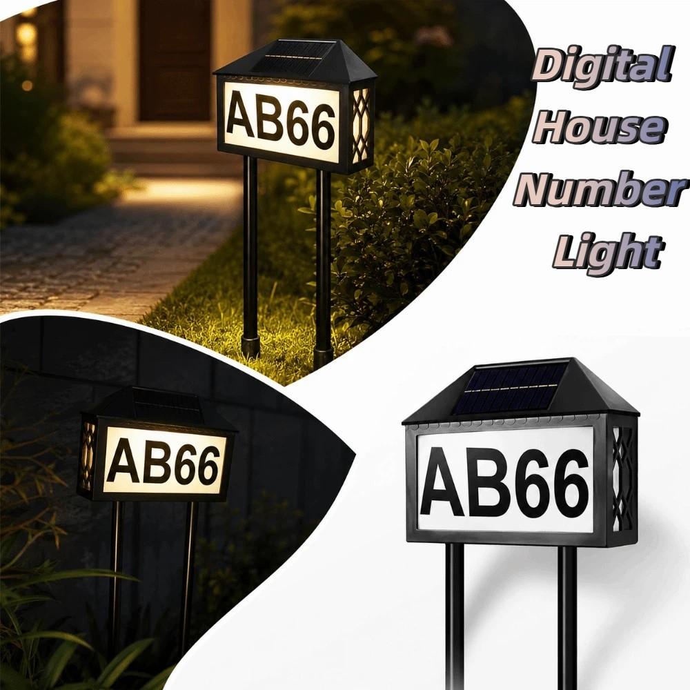 Dual Use Installation Solar LED Address Number Light Wall Mount Stake In-Ground House Marker Lamp Built-In Solar Panel