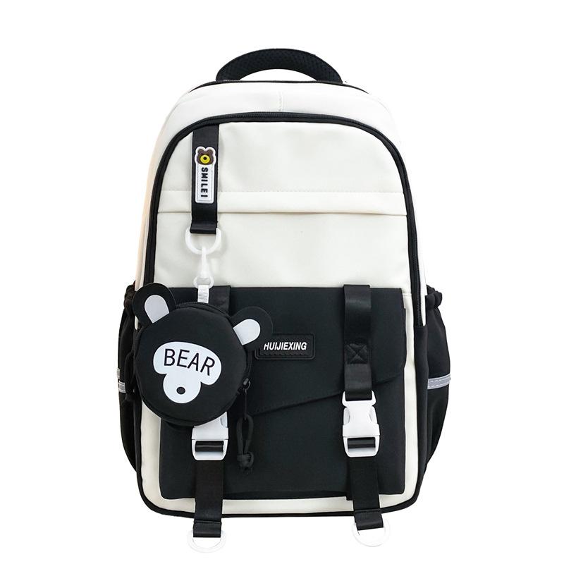 

Schoolbag contrasting color cute schoolbag female primary and secondary school students junior high school students high value double shoulder чорний