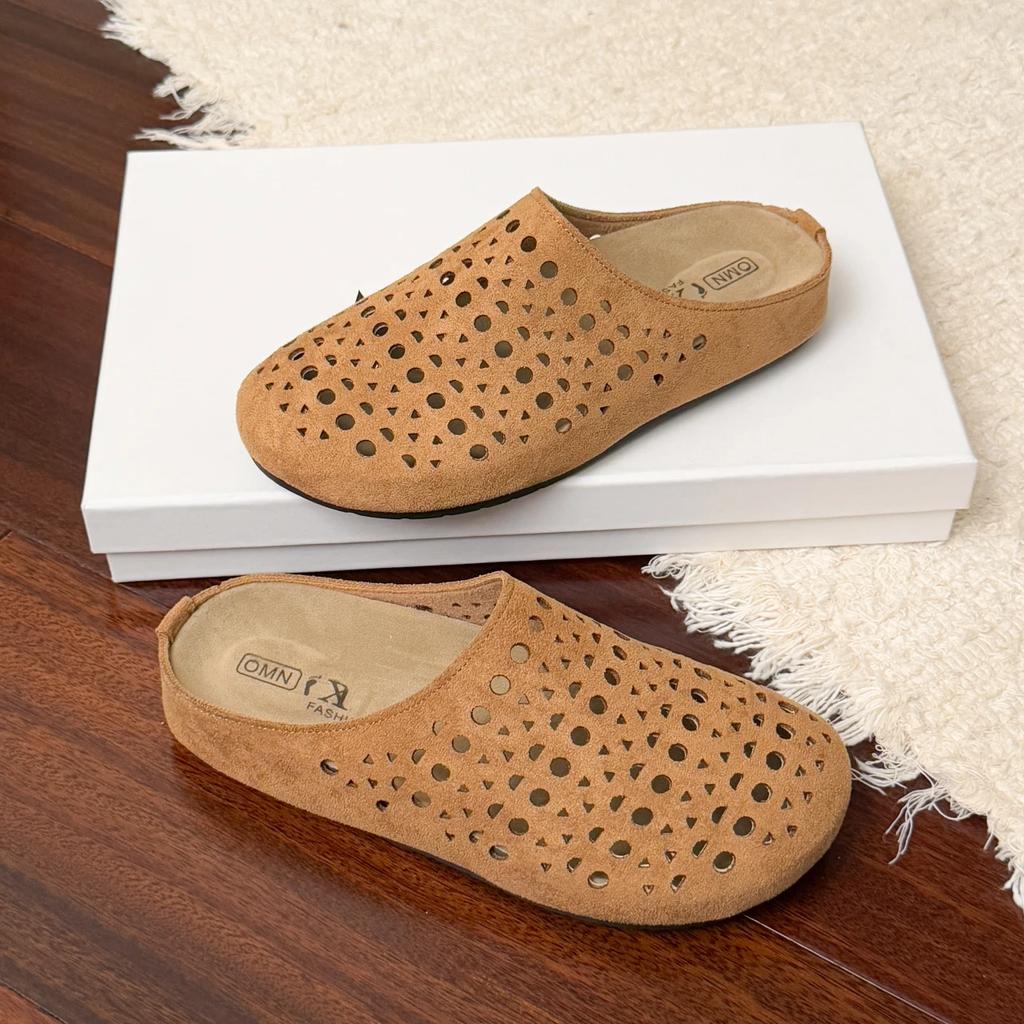 Fashion 2025 Suede Clogs for Women Mules Cork Footbed Hollow Out Women Shoes with Arch Support Fashion Nonslip Outdoor Beach Slippers 26