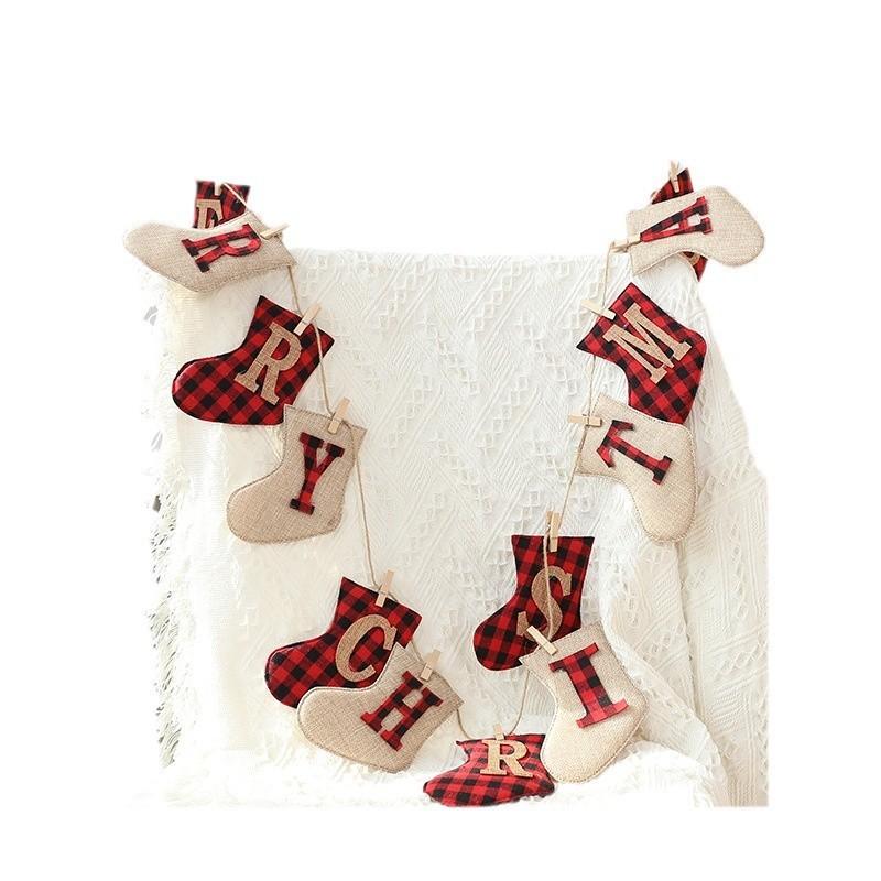 Christmas Banner Garlands With Glove And Sock Design For Holiday Party Decor