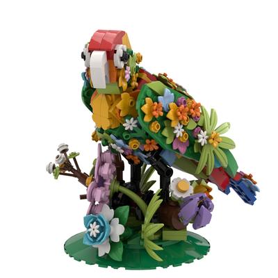 Gobricks MOC Creative Flowers Brid Bricks Model Flowers Brid Parrot Cockatiel Peacock Seagull Vultures Building Blocks Toy Gift