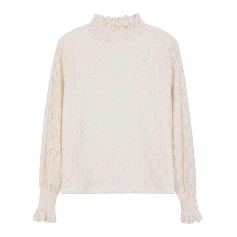 

Модная утолщенная футболка с воротником до половины, кружевная нижняя рубашка с цветочным принтом, осенне-зимние винтажные топы с длинными рукавами, женская одежда 2XL абрикосовый