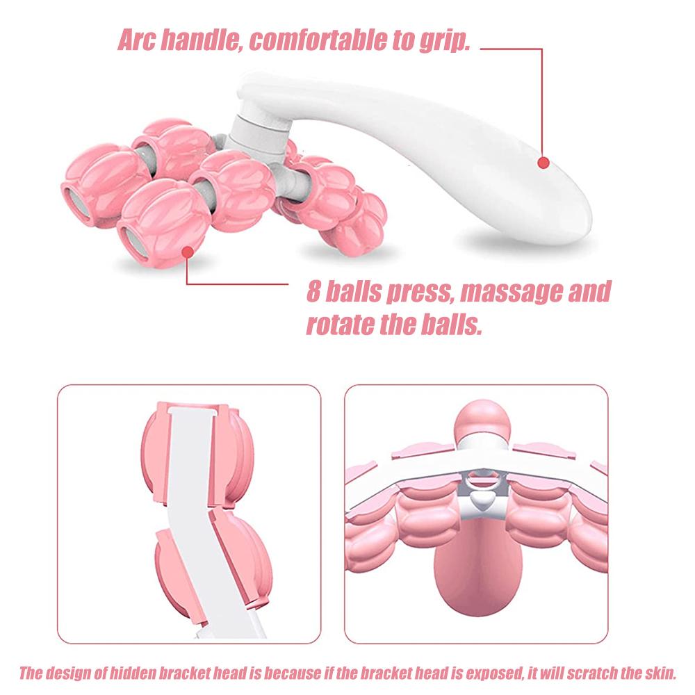 Durable And Safe 2Pcs Hand Held Massager Massager Roller For Hand Muscle Back Neck Foot Shoulder Leg Pain Relief Massage Tool Pink