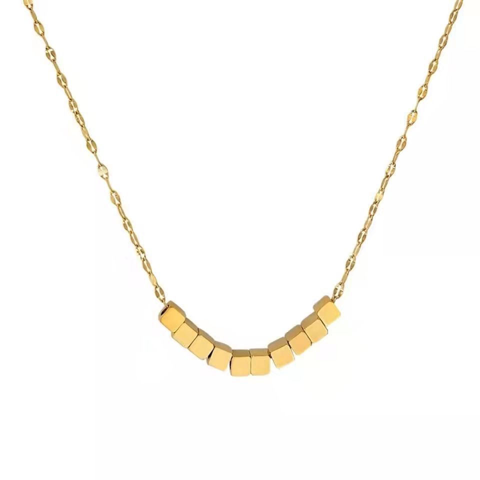 In The Season ,New Light Luxury Niche Titanium Steel Geometric Block Necklace Women