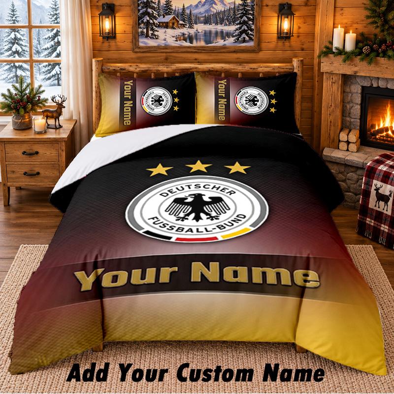 Germany National Football Team Pattern Bedding 3Pcs Set Custom Name, Bed Sheet And Pillowcases For Home Bedroom