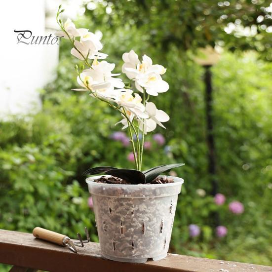 Clear Orchid Pot Reusable Orchid Flowerpot with Holes Plastic Ventilated Planter for Repotting Growing Indoor Outdoor Orchids