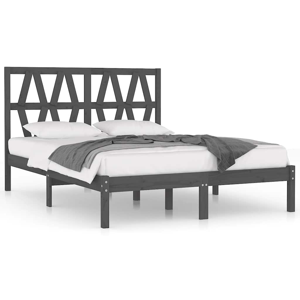 Solid Wood Bed Grey Pine 200x200 cm