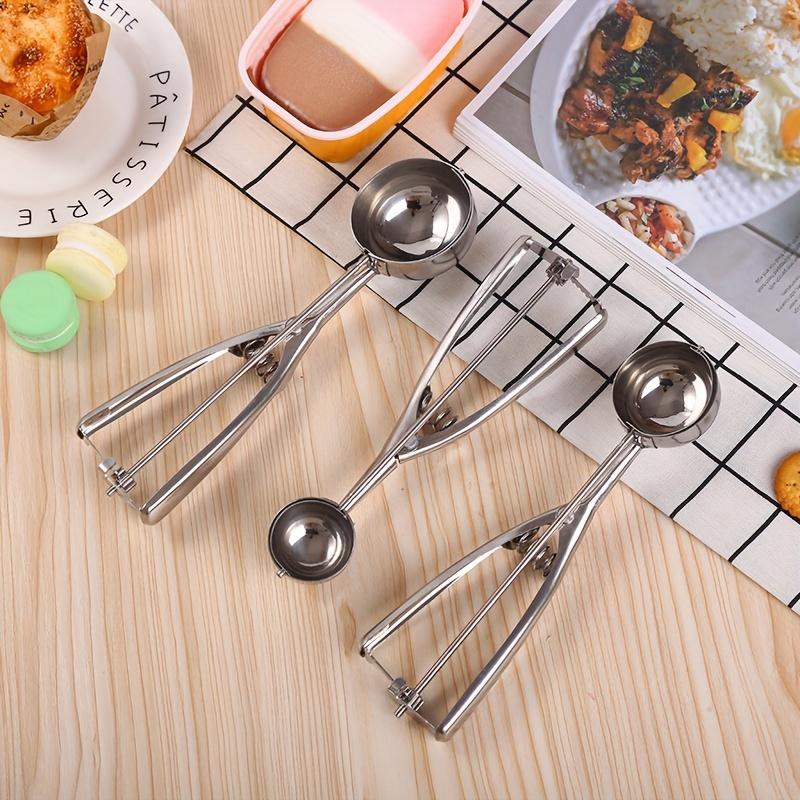 3pc Ice Cream Scoop with Spring Handle Stainless Steel Cookie Scoop Mash Potato Watermelon Ball Scoops Dough Baking Kitchen Tool