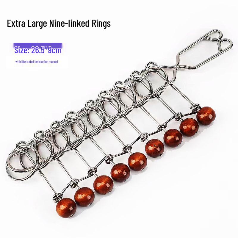 Nine-Ring Metal Puzzle - Eight-Piece Disentanglement Brain Teaser Set