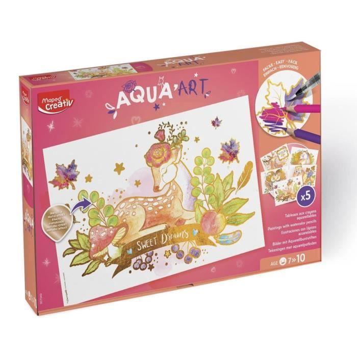 Maxi Set Aqua Art MAPED - Coloring and Watercolor Paintings for Children - Forest Animals - 18 Aqua Pencils