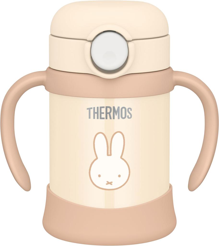 Thermos Vacuum Baby Straw Mug, 250ml, with Integrated Spout and Gasket, Cream, Miffy, for Cold Storage Only, FJT-250B CRM