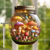 1pcs Oasis Mushroom World Sun Catcher Round Mason Jar Living Room Bedroom Porch Hanging, Acrylic Sign, Four Seasons Decoration