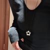 Fashion 925 Sterling Silver Flower Pendant Sweater Black Rope Chain Necklace for Women