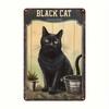 Vintage Black Cat Metal Wall Sign Retro Home Decor Iron Tin Art