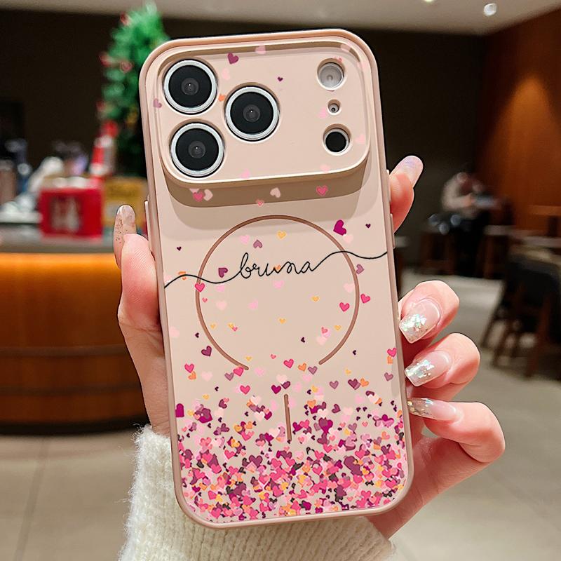 Cute Cartoon Love Hearts Case For iPhone 17 Pro Max Funda iPhone 16 15 14 13 Pro Max Magnetic For Magsafe Hybrid Slim Matte Cover