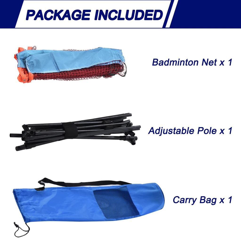 PATIKIL 6 M Portable Badminton Net Pickleball Net Set Height Adjustable Tennis Net with Carry Bag for Volleyball Soccer Outdoor Backyard Beach Black