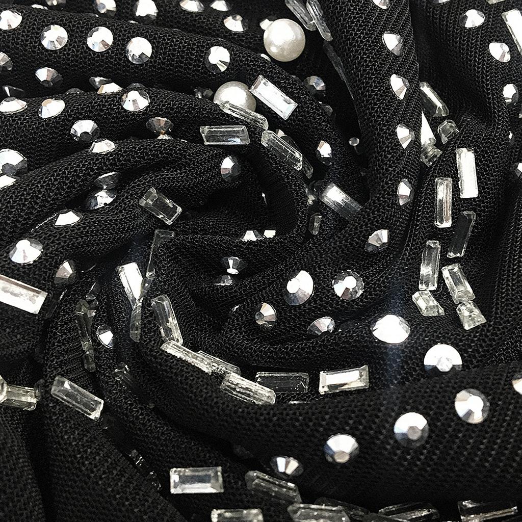 Seksowna sukienka na imprezę w klubie nocnym z głębokim dekoltem w serek, z siateczki diamentowej, przezroczysta, damska odzież