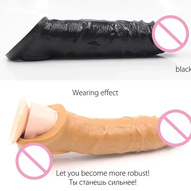 Penis Enlargement Sleeve 20cm Penis Extender Thicken Condom Sex Toys for Men Penis Extension Cock Cage Lock Sperm Adult Toys