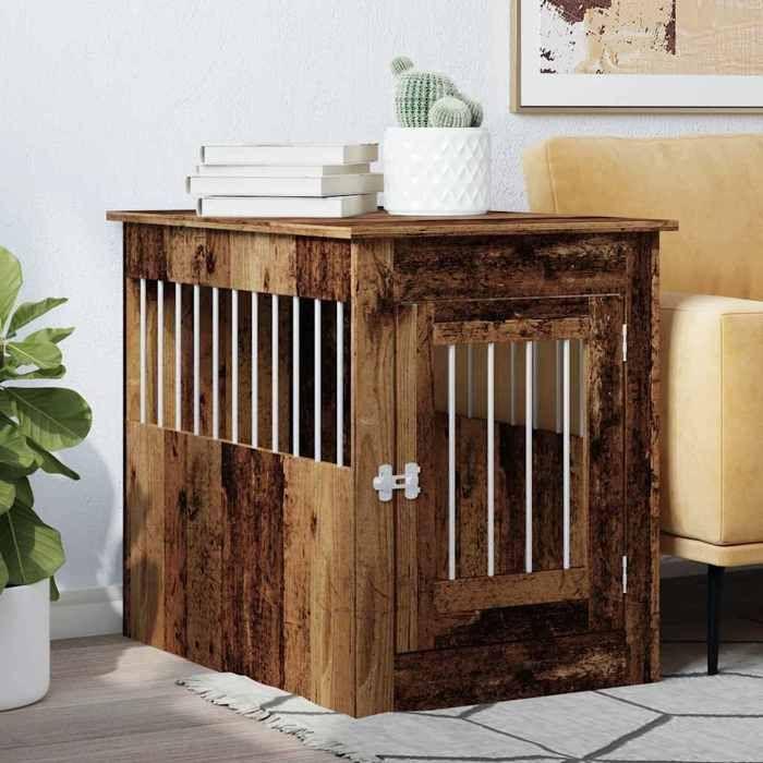 VidaXL Dog Crate Furniture Old Wood 55x80x68 Cm Engineered Wood, Kennel, Dog Shelter, Pet Cage for 857642