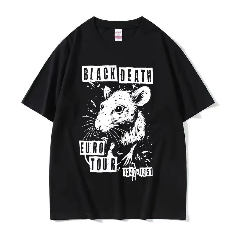 Funny Cheese Devouring Machine Japanese Rat Graphic T Shirts Men Vintage Cotton Fashion Summer O-Neck T-shirt Y2k Unisex