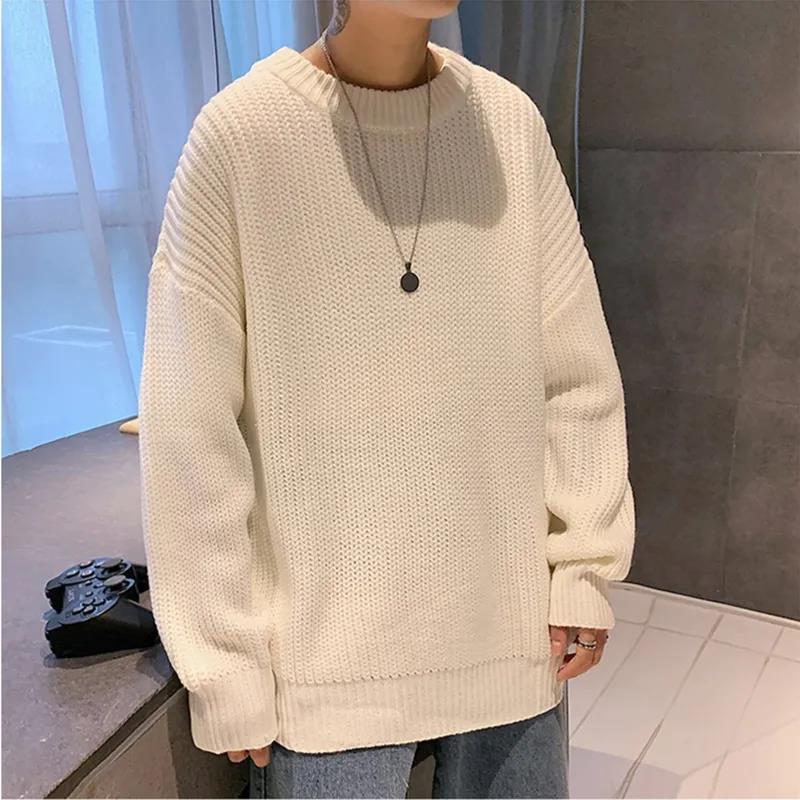 Vinter varm og komfortabel løs genser menns allsidig genser med fortykket bunn