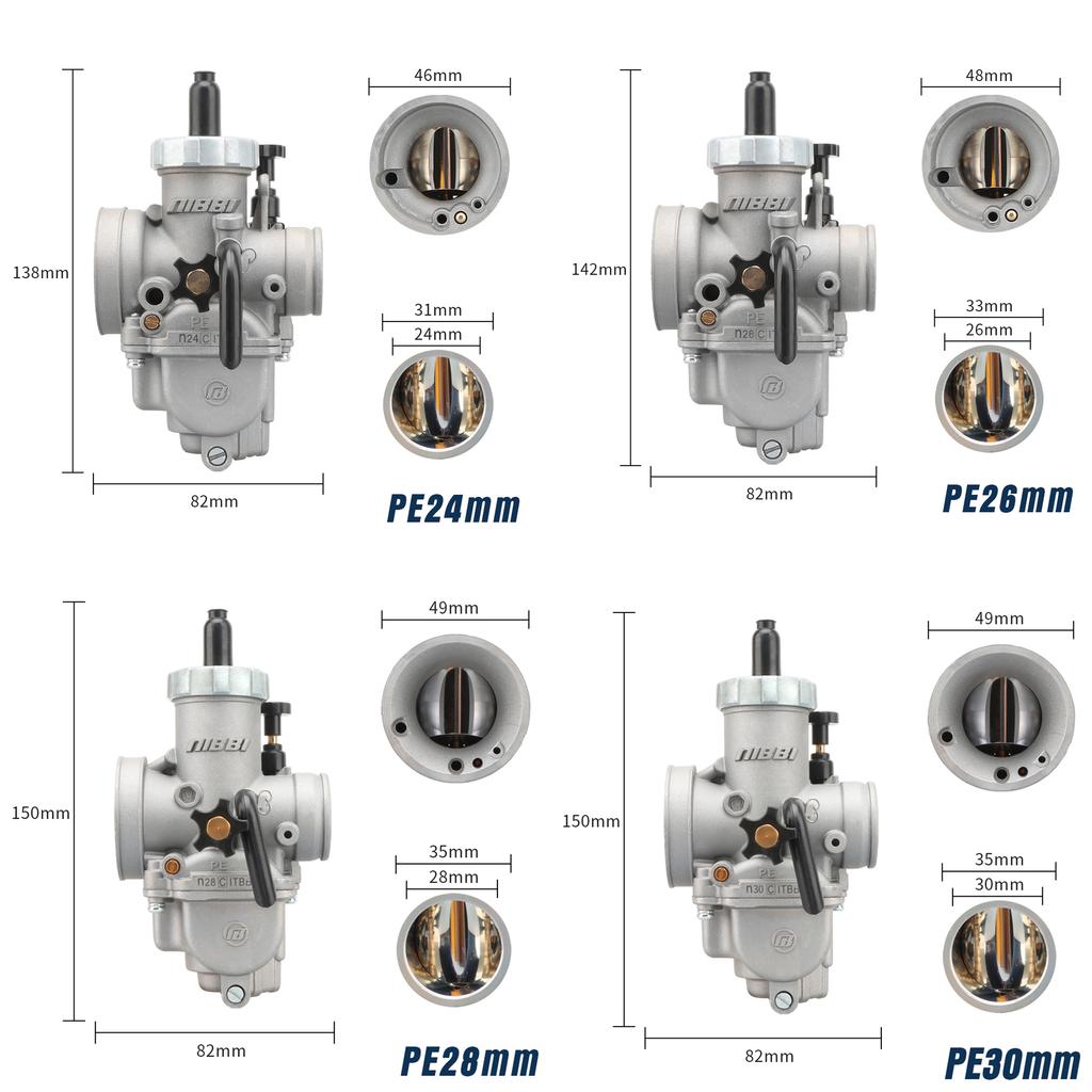 NIBBI PE 24/26/28/30mm Carburetor Motorcycle 2T 4T Engine Carburetors with Main Jets for Yamaha Suzuki Honda Pitbike Modify Part