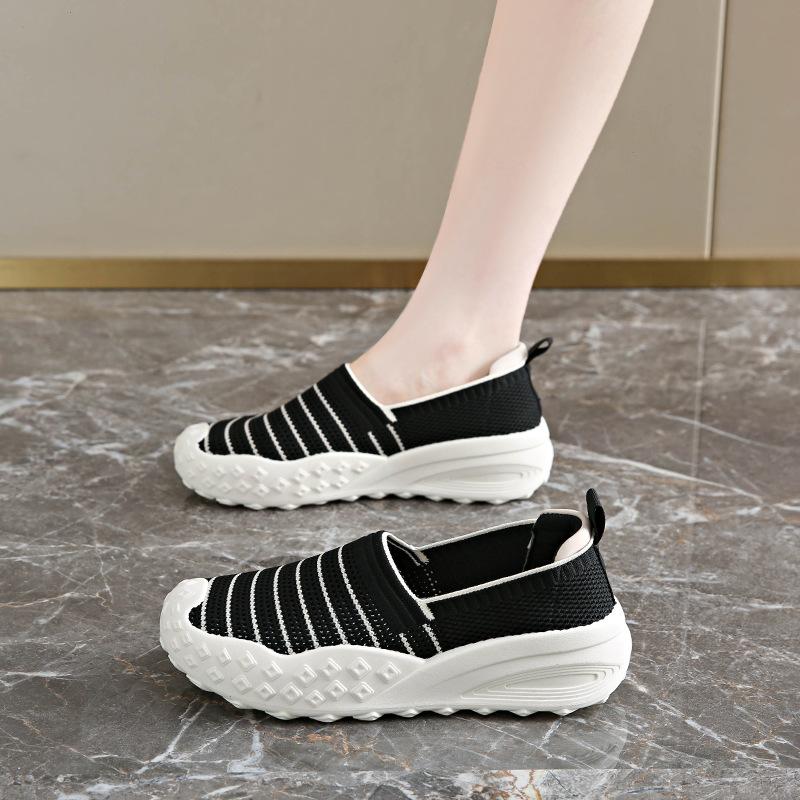 

Женская обувь 2025 Новые летние лоферы Сетчатая дышащая обувь из тонкой ткани Повседневные кроссовки Модная противоскользящая повседневная обувь 40 чёрный