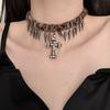 Tooxika Sweet Cool Hottie Leopard Rivet Cross Pendant Tassel Necklace Cold Style Hip Hop Personalised Collarbone Chain