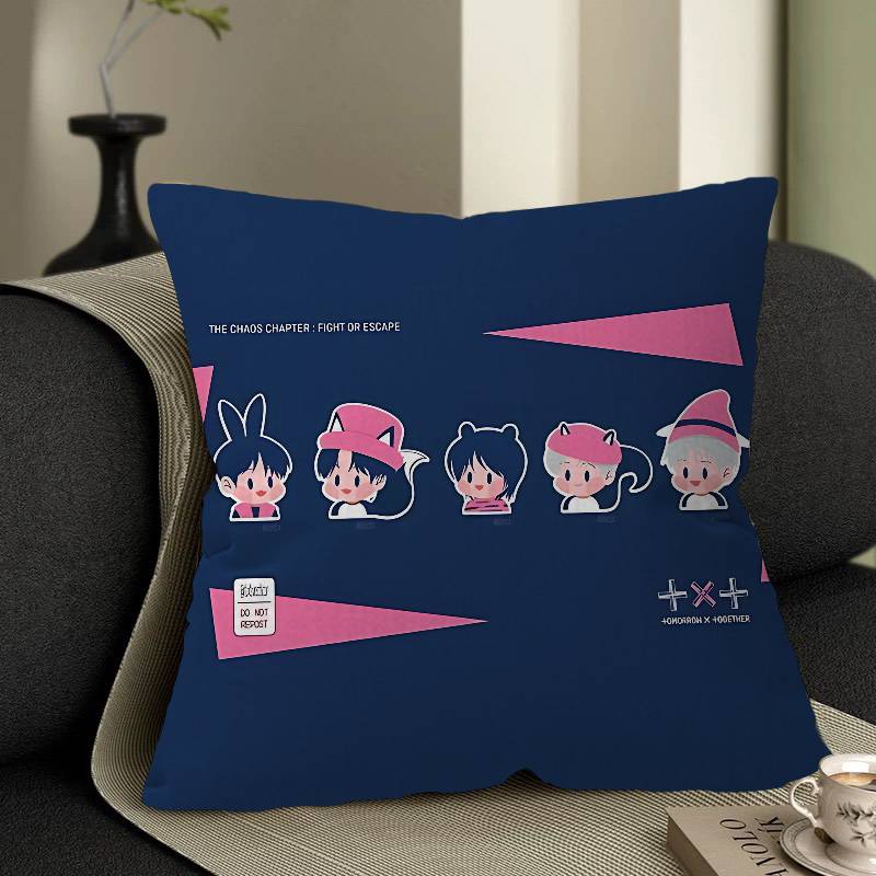 Kpop T-TOMORROW X TOGETHER TXT Cushion Cover Car Throw Pillow Case For Sofa Car Christmas Gift 40x40cm 45x45cm